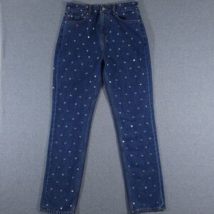 Ganni Womens High Rise Studded Straight Jeans Size 29 Blue Denim Organic Cotton